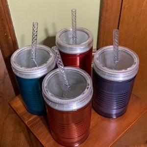 4 Insulated Cups with Straw’s and Screw off Lids
